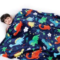 Kids' Cartoon Dinosaur Flannel Blanket - Cozy for Boys and Girls 70x100cm blue