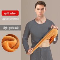 2024 Men's Winter Thermal Underwear Suit with Plus-Size Thickened Velvet for Cold and Fever Protection 5XL black