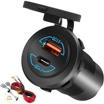 12V 24V USB Outlet Car Power Outlet Socket 60W QC 4.0 PD Type C & 36W Quick Charge 3.0 Car USB Charger Socket for Boat Auto juoda