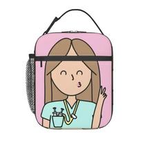 Enfermera En Apuros Doctor Nurse  Lunch Bag Women Thermal Cooler Insulated Lunch Boxes for Kids School Children 26x21x11CM smėlis