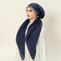 Aukščiausios kokybės deimantinė medvilninė elastinė galvos juosta skrybėlaitė moteriai musulmonų hidžabo skrybėlė ponios mados momentinis šalis islamo turbanas 75*25cm beige
