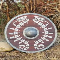 Rankų darbo medinis skydas Norvegų kario mūšio skydas Zelda keliautojo skydas Viduramžių rekonstrukcija LARP skydas Vikingų dekoras gray