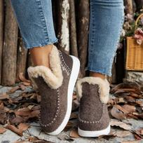 Botas romanas cálidas y cómodas para mujer, Botas cortas informales de terciopelo, con punta redonda, para la nieve, a la moda, 36 ruda