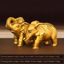 1pairs Pure Copper Elephant Ornaments Auspicious Wine Cabinet Living Room Decor Home Store Sculptures