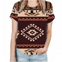 Summer Round Neck 3D Geometric Pattern Flowers Print Top Fashionable Casual Short Sleeved Women's T-shirts XS