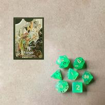 1 Pc Game Bundle: Box of Virgo Pattern Fancy Cutting Practice Cards with Blue Cores + 7-Dice Set Pack of 2