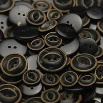 5pcs Two-eye real horn buttons, fish-eye concave clothing decorative buttons, high-end men's business blazer buttons 1 #[15mm GDL38 #Fish Eye Real Horn Fire Black]