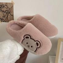 Comwarm Mielos gyvūnų kailio šlepetės moterims vyrams Madingos Kawaii Pūkuotos Žiemos Šiltos Šlepetės Įsimylėjėliams Animacinis Meškiukas Namų Šlepetės 36-37(Fit 35-36)