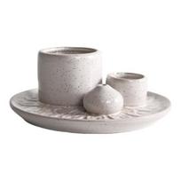 Palo Santo Holder 4-in-1 Ceramic Incense Holder Candle Holder with Ash Catcher Lotus Tray Incense Burner for Sticks Salvia Burning Meditation