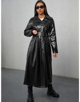 Lambskin Handmade Long Party Stylish Women's Black Trench Coat Leather Genuine S juoda