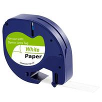 White Ribbon compatible Dymo LetraTag - Paper Label 91200 12mm x 4m Phonillico®