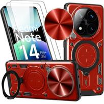 Case for Xiaomi Redmi Note 14 Pro Plus 5G, Camera Protection - Red + 2 Tempered Glass - EFConnection®
