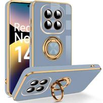 Coque pour Xiaomi Redmi Note 14 Pro 5G (pas pour 4G) Silicone Souple avec Anneau Rotatif Bleu