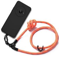 Black Silicone Case for Xiaomi Redmi A3, Shockproof Anti-scratch Protection with Removable Orange Lanyard