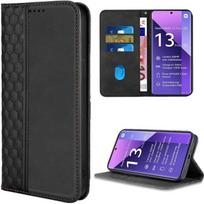 Case for Xiaomi Redmi Note 13 Pro+ 5G - E.F.Connection - Black PU Leather Case - Kickstand - Magnetic - Flexible