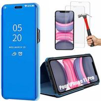 Protective Case - E.F.CONNECTION - for iPhone 11 - Rigid - Blue + 2 Tempered Glasses