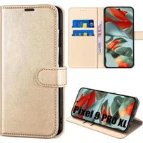 Full Body Case for Google Pixel 9 Pro XL - Golden Leather Effect Protection with Stand and Card Holder