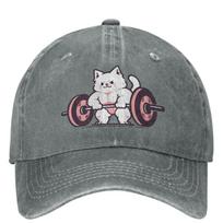 Cat Deadlift Baseball Cap Bodybuilder Couple Women Sun-Proof Trucker Hat Summer Casual Outdoor Gym Adjustable pilka spalva
