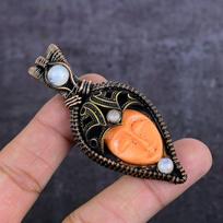 Cameo, Moonstone Handmade Copper Wire Wrap Jewelry Pendant 2.99  W1k49
