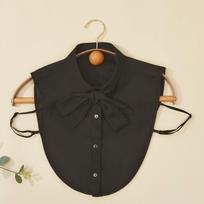 Women's Rhinestone Faux Collar Chiffon Blouse M One Size juoda