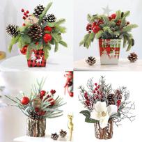 Christmas Gift Bark Bucket Flower Mini Small Christmas Tree Decoration Artificial Flower Birch Bark Pe Christmas Tree