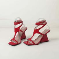Krazing Pot Polyurethane Summer Size 43 Strange Heels Sexy Women High Heels Women Peep Toe Buckle Nightclub Sandals 35 raudona