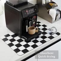 Kitchen Countertop Draining Mat Vintage Plaid Absorbent Mat Desktop Drying Mat Coasters Washable Tea Table 20x30cm