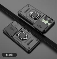 Šarvuotas dėklas Xiaomi Poco X6 Pro 5G F6 F5 M6 Pro C65 Apsauginis dangtelis Žiedas Magnetinis laikiklis Coque Fundas Capa For Poco X6 juoda