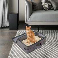 Portable Cat Litter Box Carrier Oxford Cloth Easy to Carry Use Travel Tray Case Pet gray