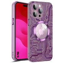 Coque pour iPhone 15 Pro - Coque Rigide - Violet - Protection Caméra en Verre Trempé - Aimant Intégré violetinė