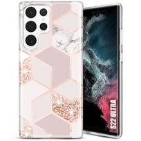 Semi-rigid protective case for Samsung Galaxy S22 Ultra - BOOLING - Marble pattern - Pink rožinė