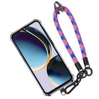Coque pour samsung galaxy a56 5g - booling - protection transparent avec dragonne tricolore amovible violetinė