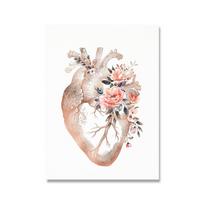 Širdies stetoskopas EKG Gėlių medicinos plakatai Spaudiniai Gydytojo dovanos Sienų Menas Nuotraukos Drobės tapyba kardiologo biuro dekoravimui 21*30cm white