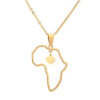 Hollow Heart-Shaped Love Titanium Steel African Map Necklace Temperament Ethnic Style Jewelry auksas