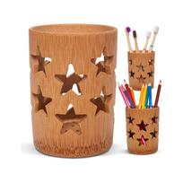 Bamboo Toothbrush Holder For Bathroom Toothbrush Cup With Drainage Quick Drying Bathroom Cup Toothpaste Holder Degradable Cup brown
