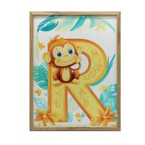 Poster Monkey on the letter  R Poster Monkey on the letter  R, 30X40 Cm, Without Frame, Premium Canvas on Stretcher 36