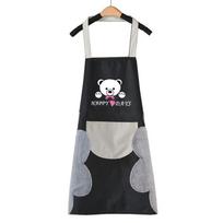 Hand Towel Apron Waterproof Stain Home Kitchen Cooking Waist Cute Bear Hanging Neck Towel Apron Oversleeve MIT juoda