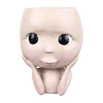 Face Planter Pots Large Caliber Resin Drainage Hole Design Creative Head Succulent Planters Pot for