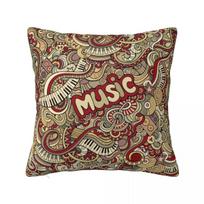 Doodles Retro Jazz Rock Music Pattern Pillowcase Polyester Cushion Cover Decor Throw Pillow Case Cover Home Zipper 30x30cm smėlis
