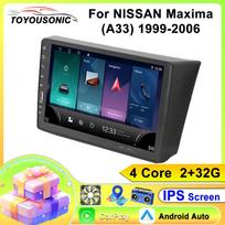 Automobilinis Carplay IPS NISSAN Maxima(A33)1999-2006 „Android“ radijas Automobilio GPS navigacija Multimedia Vaizdo įrašų stereo grotuvas 4G BT 2din DVD 4 core 2+32CP blue