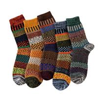 5 poros žieminių vyrų kojinių, storesnės kojinės, šiltos, retro stiliaus, spalvingos, madingos, vyriškos kojinės sniego batai EUR40-43 black