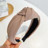 PROLY New Fashion Women Headband Solid Color Pleated Hairband Center Knot Knitted Turban Warm Autumn Hair Accessories