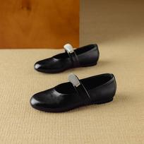Krazing Pot Cow Skin Summer Size 40 Crystal Beading Mary Janes Low Heels Round Toe Elegant Shallow Flats 35 juoda