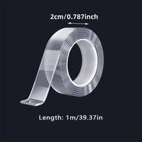 Nano Double Sided Adhesive Tape 1mm Thick Upgraded Version with Grid Multipurpose Waterproof NoTrace Tape  Other Material 20mm&1m&1mm gray