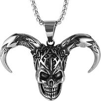 Joker Skull Pendant Necklace, Men's Hip Hop Fashion Jewelry