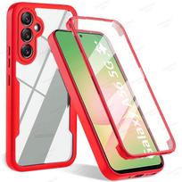 360° viso korpuso dėklas Samsung Galaxy A56 A36 A26 A55 A34 A54 A35 A25 A15 A53 A13 A14 A52 atsparus smūgiams ekrano apsauginis dangtelis A56 5G raudona