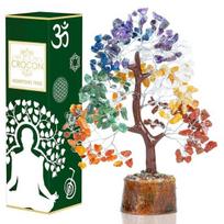 Crocon Septynių Čakrų Brangakmenių Medis Feng Shui Figūrėlė Pinigų Bonsai Sėkmės Reiki Gydymo Kristalai Balansuojanti Dekoracija Ornamentas Skulptūra 10-12 gray
