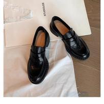Shoes retro single shoes tire buffalo leather thick heel small leather shoes 35