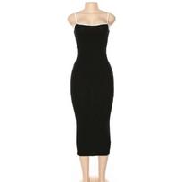 Women Summer Sling Dress Spaghetti Strap Backless Slim Long Knitted Solid Color Party Dress for Ladies Spring S juoda