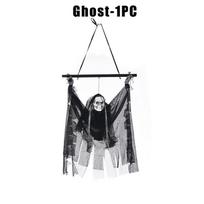 Screaming Motorized Ghost Hanging Prop LED Glowing Skeleton Animated Bar Decor Halloween KTV Prank Motion Activated black